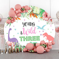 Lofaris Round Dinosaur Monstera Young Wild Three Backdrop