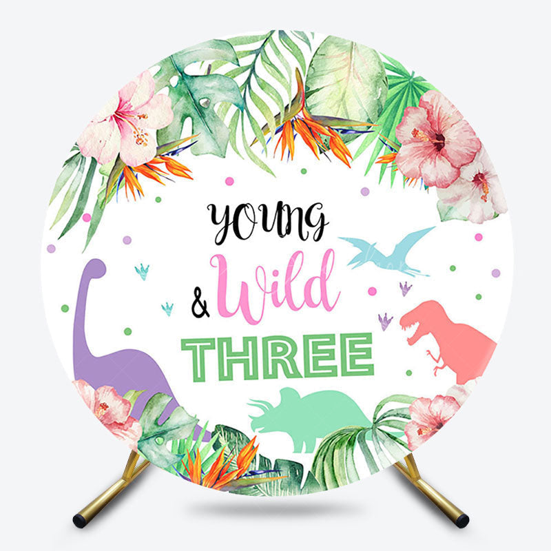 Lofaris Round Dinosaur Monstera Young Wild Three Backdrop