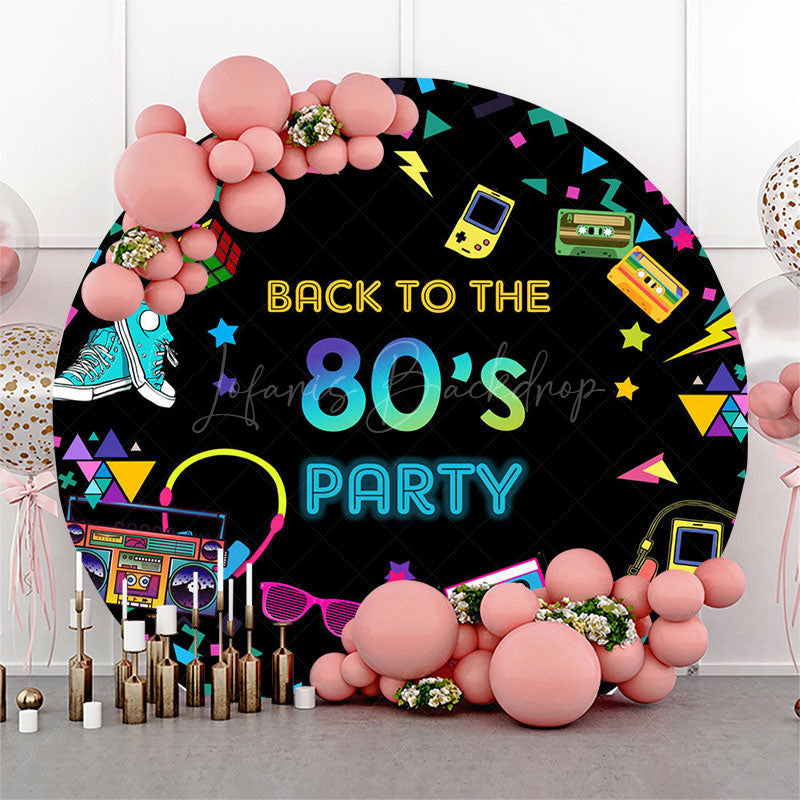 Lofaris Round Disco Colorful Back To The 80s Party Backdrop