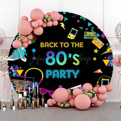 Lofaris Round Disco Colorful Back To The 80s Party Backdrop