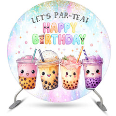 Lofaris Round Fairy Tale Boba Milk Tea Birthday Backdrop