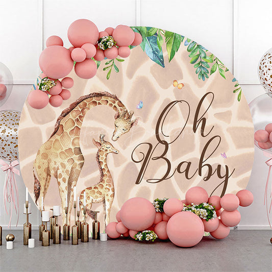 Lofaris Round Giraffe Jungle Plant Gender Reveal Backdrop