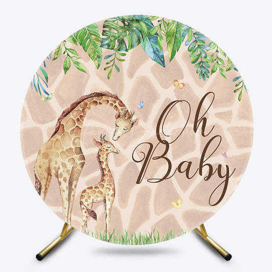 Lofaris Round Giraffe Jungle Plant Gender Reveal Backdrop