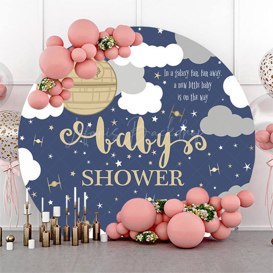 Lofaris Round Moonlight Night Clouds Baby Shower Backdrop