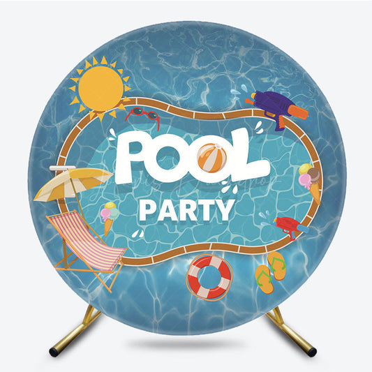 Lofaris Round Summer Vibe Pool Party Sunny Vacation Backdrop