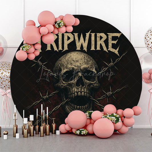 Lofaris Round Tripwire Skull Scary Happy Halloween Backdrop