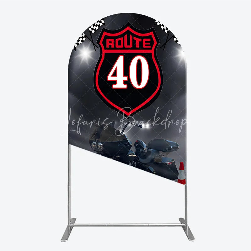 Lofaris Route 40 Biker Birthday Arch Backdrop Motorcycle Theme for 40th Man Cave Party Photo Booth Decor