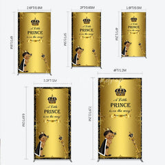 Lofaris Royal Black Gold Baby Shower Rectangle Backdrop Little Prince Party Decoration African American Boy Crown Background