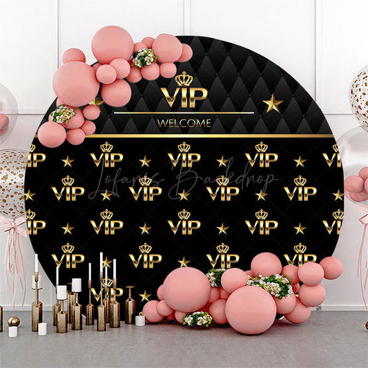 Lofaris Royal Black Gold Vip Welcome Round Party Backdrop