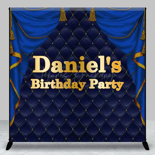Lofaris Royal Blue Curtain Custom Name Birthday Bash Backdrop