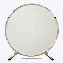 Lofaris Royal Elephant Wood Grain Round Backdrop Floral Baby Shower and Pink Rose Stars Party Decoration