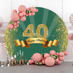 Lofaris Royal Green Gold Glitter Round 40th Birthday Backdrop