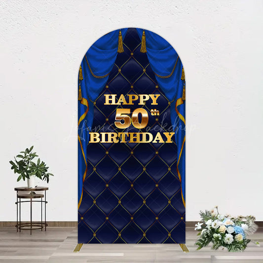 Lofaris Royal Navy Curtain Happy 50th Birthday Arch Backdrop