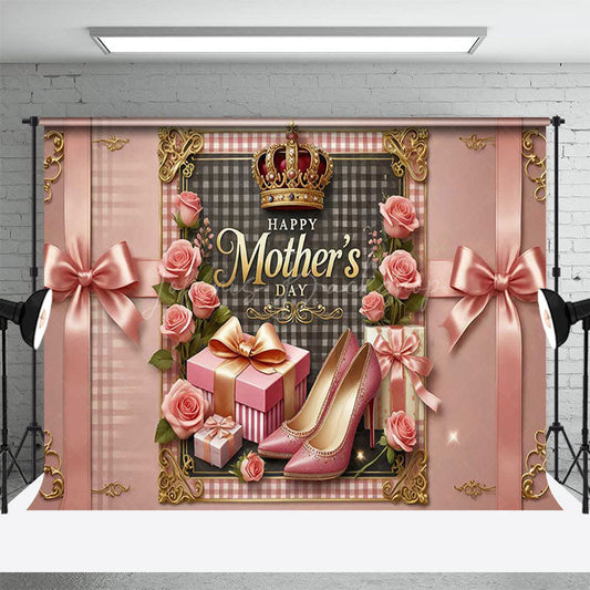 Lofaris Royal Pink Gift Bow Highheels Mothers Day Backdrop