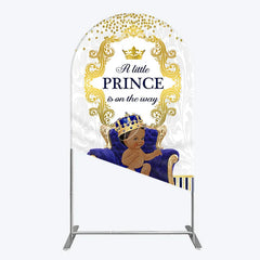 Lofaris Royal Prince Baby Shower Arch Backdrop African American Boy Blue Gold