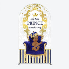 Lofaris Royal Prince Baby Shower Arch Backdrop African American Boy Blue Gold