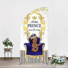 Lofaris Royal Prince Baby Shower Half Moon Arch Backdrop African American Boy Blue Gold