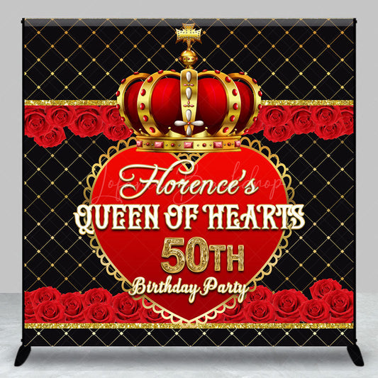 Lofaris Royal Red Crown Rose Custom 50th Birthday Backdrop