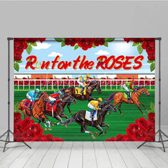 Lofaris Run for the Roses Horse Racing Backdrop Kentucky Derby Action and Floral Rose Frame Background