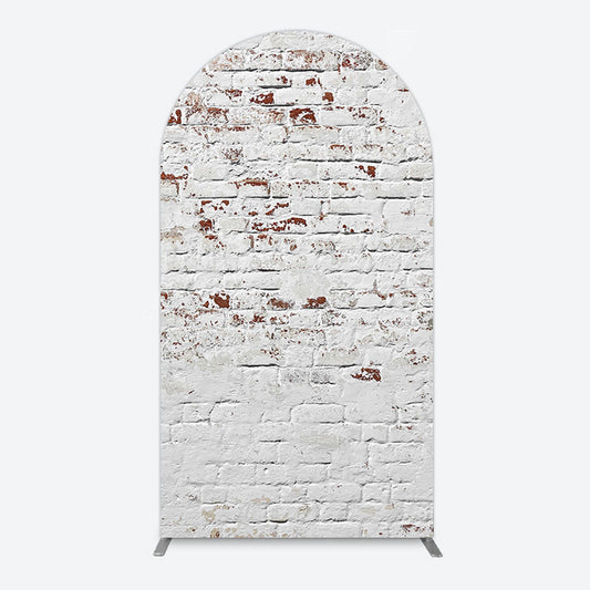 Lofaris Rural White Reddish Retro Brick Wall Arch Backdrop