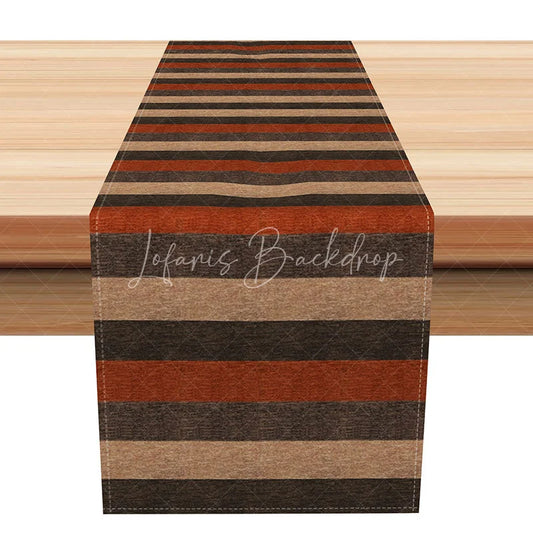 Lofaris Rustic Abstract Stripe Table Runner Orange and Brown Earth Tone Print Modern Farmhouse Kitchen Decor
