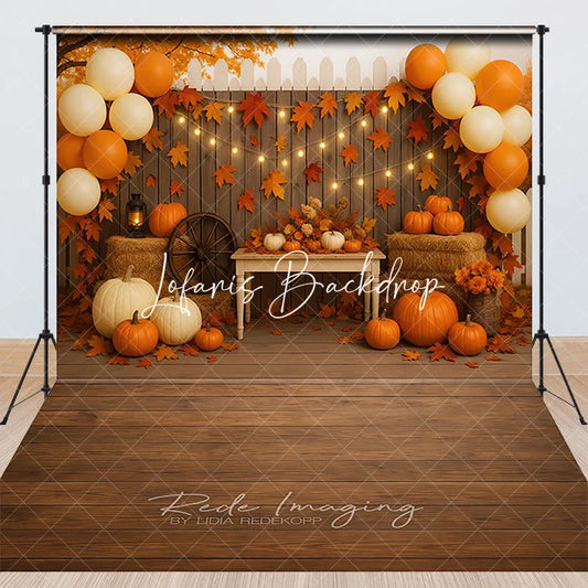 Lofaris Rustic Autumn Fall Pumpkins Hay Bales Combo Set Backdrop Festive Thanksgiving Harvest Party Decor