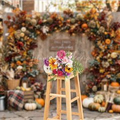 Lofaris Rustic Autumn Leaves and Pumpkins Photography Backdrop Fall Finds Vibes Wood Wall Decor