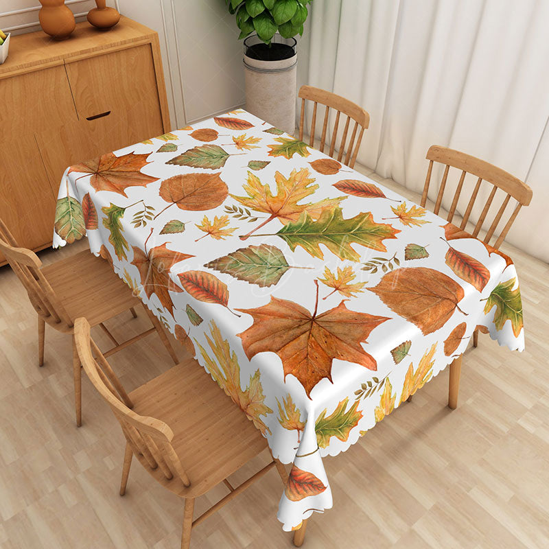 Lofaris Rustic Autumn Tablecloth with Withered Fall Leaves Pattern for Thanksgiving and Seasonal Dining Decor