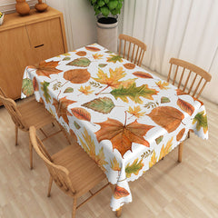 Lofaris Rustic Autumn Tablecloth with Withered Fall Leaves Pattern for Thanksgiving and Seasonal Dining Decor