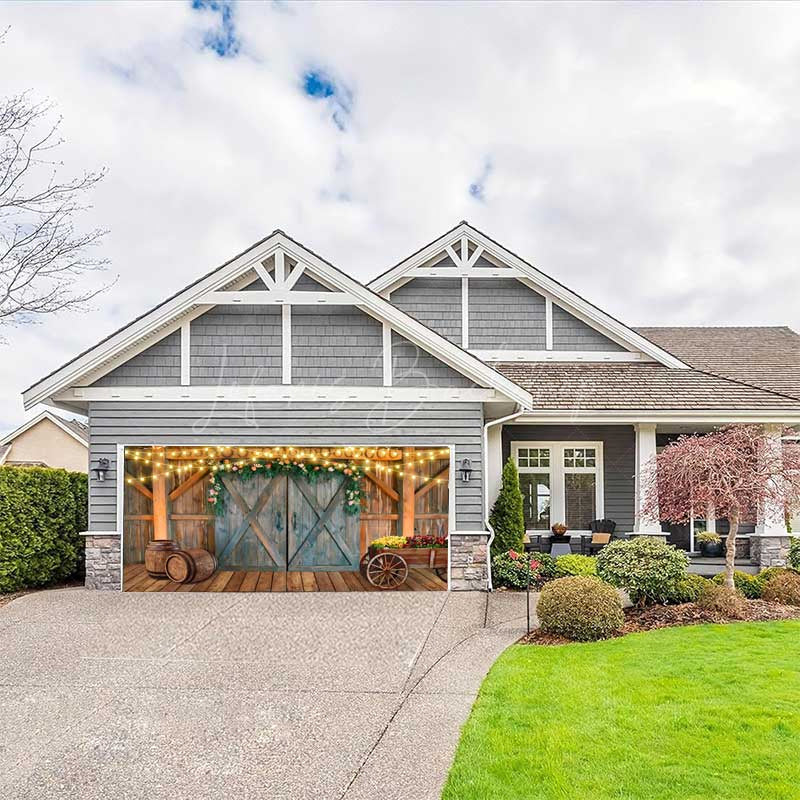 Lofaris Rustic Barn Western Cowboy Floral Garage Door Banner