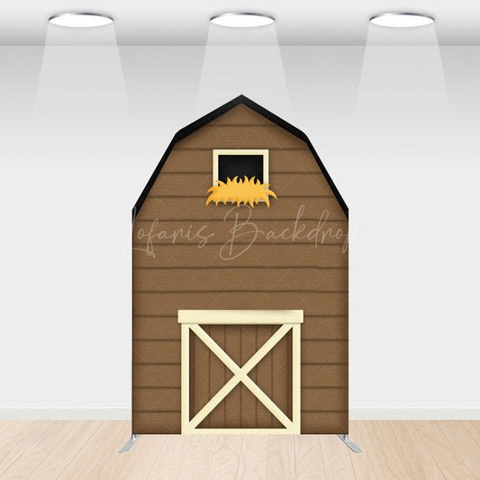 Lofaris Rustic Brown Farm House Barn Door Arch Backdrop Decor