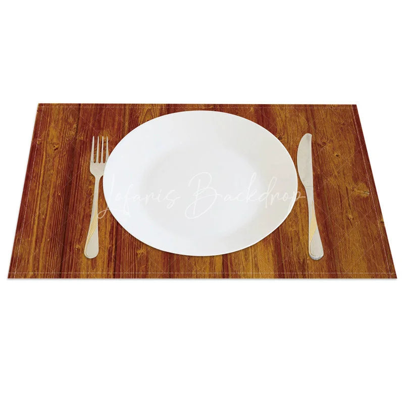 Lofaris Rustic Brown Faux Wooden Texture Set of 4 Placemats for Farmhouse Cabin and Country Style Decor