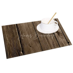 Lofaris Rustic Brown Wooden Texture Set of 4 Placemats for Farmhouse Barn and Country Kitchen Table Decor