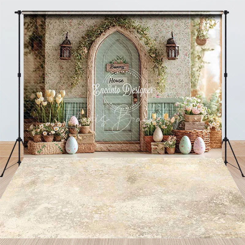 Lofaris Rustic Bunny House Arched Door with Greenery and Easter Eggs Spring Floral Combo Set Backdrops for Baby Shower
