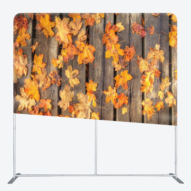 Lofaris Rustic Fall Maple Leaves Double-Sided Tension Fabric Backdrop for Thanksgiving Party Autumn Photo Booth