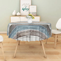 Lofaris Rustic Farmhouse Round Tablecloth with Gray and Blue Faux Wood Texture for Cabin Country Style Decor