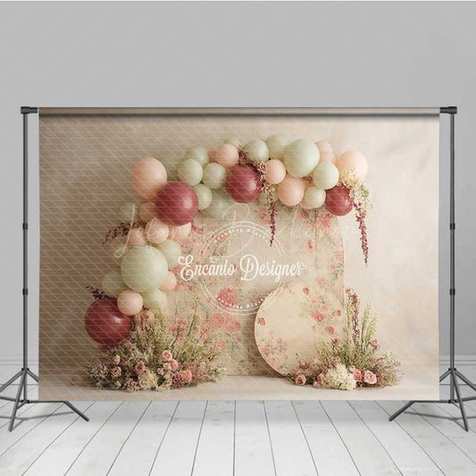 Lofaris Rustic Floral Balloon Garland Photography Backdrop Boho Wedding with Pink and Sage Green Chic Ceremony Decor