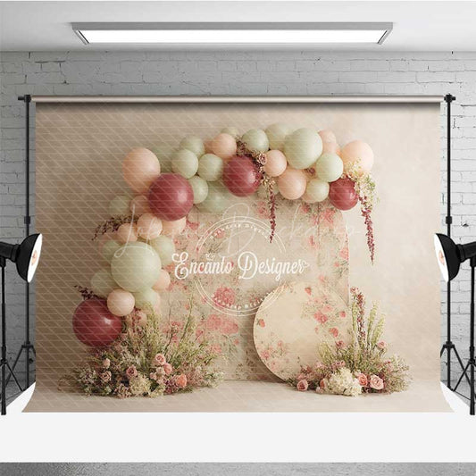 Lofaris Rustic Floral Balloon Garland Photography Backdrop Boho Wedding with Pink and Sage Green Chic Ceremony Decor