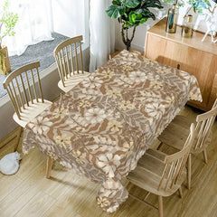 Lofaris Rustic Floral Rectangle Tablecloth Beige and Brown Botanical Print Elegant Farmhouse Kitchen Dining Decor