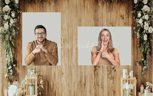 Lofaris Rustic Floral Wood Photo Wall Frame Backdrop