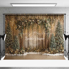 Lofaris Rustic Forest Light Backdrop Gold Sparkle Wood Arch Tree Photography Background
