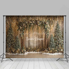 Lofaris Rustic Forest Light Backdrop Gold Sparkle Wood Arch Tree Photography Background