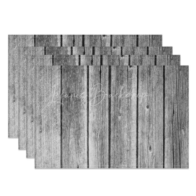 Lofaris Rustic Gray Faux Wooden Texture Set of 4 Placemats for Modern Farmhouse and Coastal Dining Decor