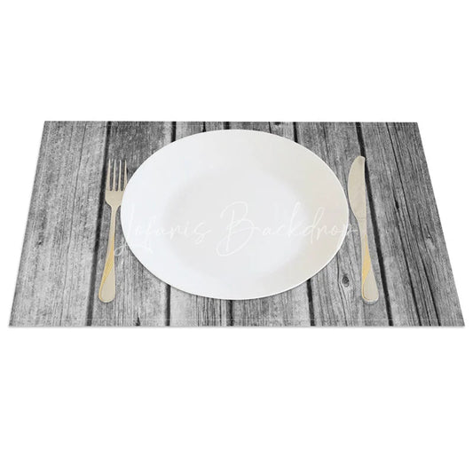 Lofaris Rustic Gray Faux Wooden Texture Set of 4 Placemats for Modern Farmhouse and Coastal Dining Decor