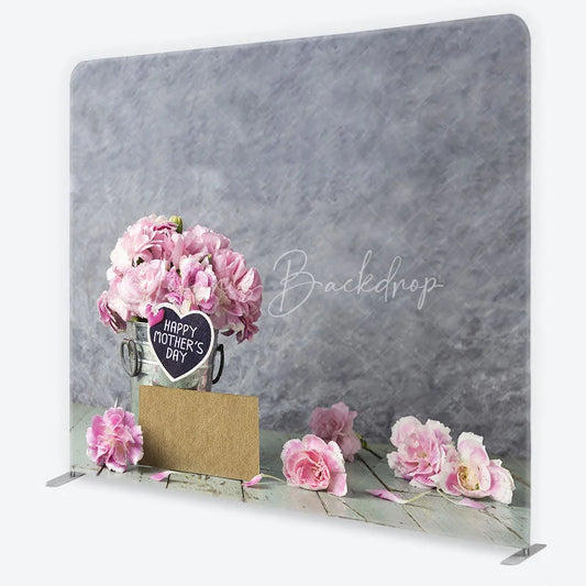Lofaris Rustic Gray Happy Mother’s Day Square Double-Sided Backdrop Pink Carnations and Distressed Wood Floor