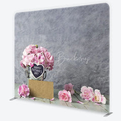 Lofaris Rustic Gray Happy Mother’s Day Square Double-Sided Backdrop Pink Carnations and Distressed Wood Floor