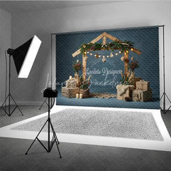 Lofaris Rustic Nativity Manger Arch Photography Backdrop Wooden Stable for Christmas Religious Holiday Photo Background