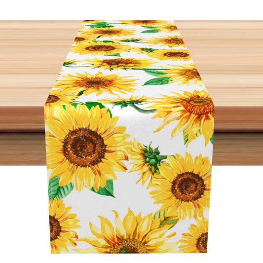 Lofaris Rustic Natural Sunflower Leaves Summer Table Runner