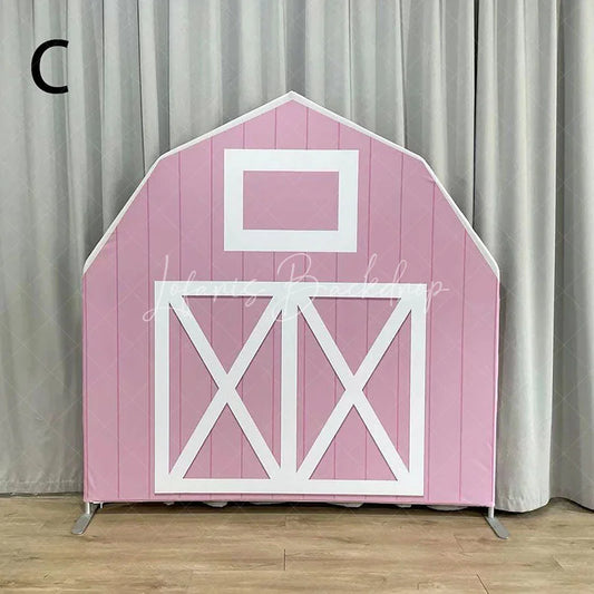 Lofaris Rustic Pink Barn Door Arch Party Decor Backdrop