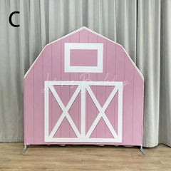 Lofaris Rustic Pink Barn Door Arch Party Decor Backdrop